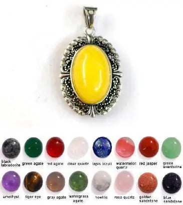 Handmade Natural Stone Gemstone Pendant with Copper & Silver, Stone Size 13*18mm, No. 73 ABC Rugs Kilims